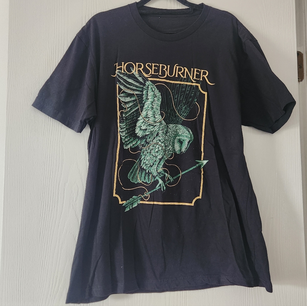 Horseburner Black Graphic T-Shirt with Owl Design
